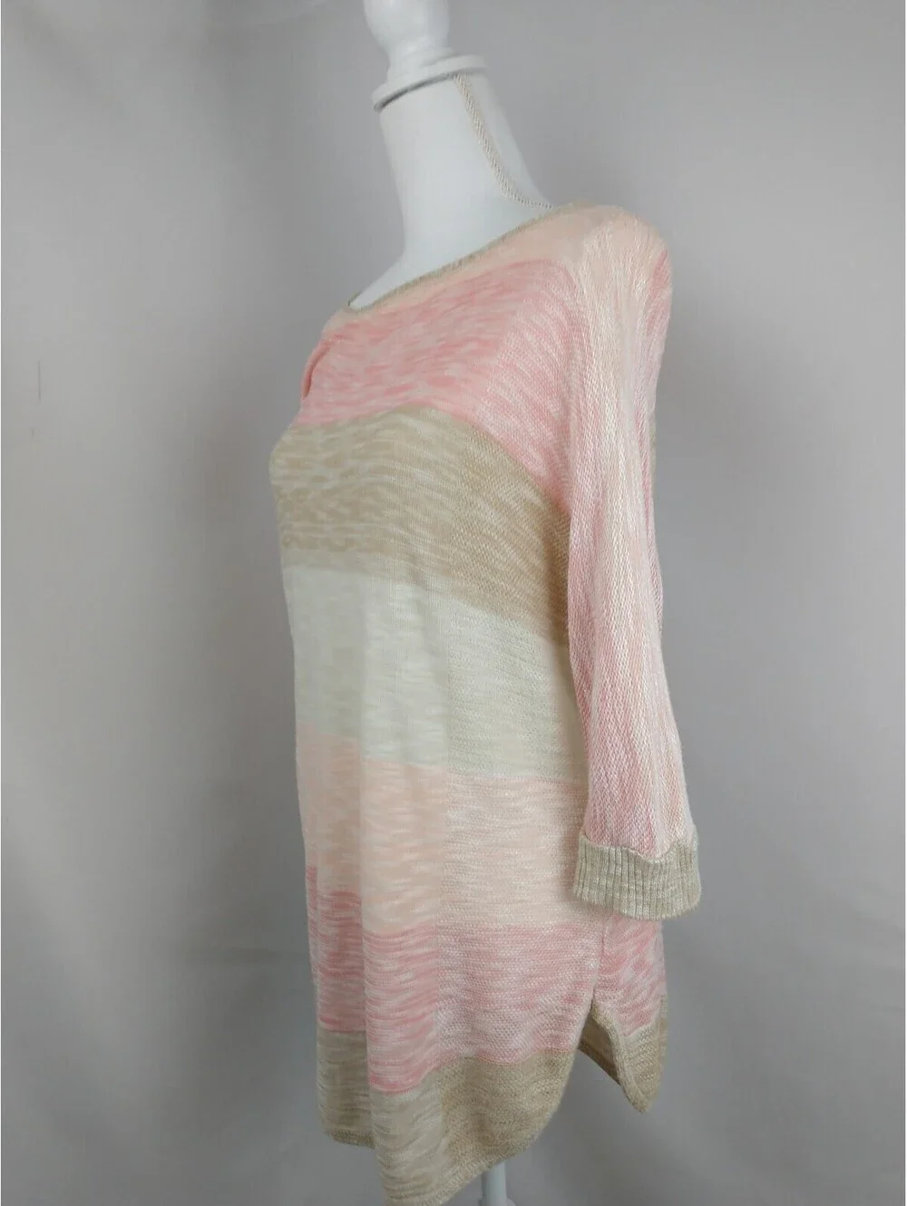 Two-one-two New York Petite, Knit Sweater, Pastel Colors, 3/4 Sleeve, Light,...
